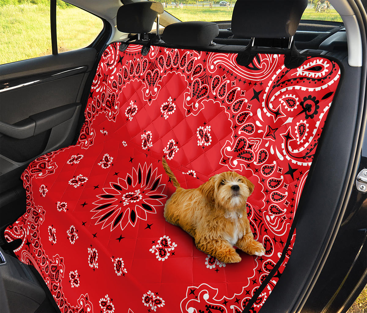 Red Black And White Bandana Print Pet Car Back Seat Cover
