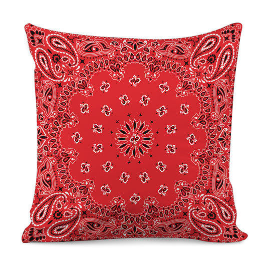 Red Black And White Bandana Print Pillow Cover