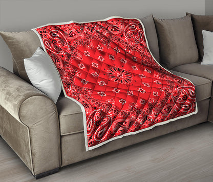 Red Black And White Bandana Print Quilt