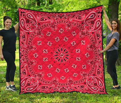 Red Black And White Bandana Print Quilt