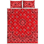 Red Black And White Bandana Print Quilt Bed Set