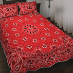 Red Black And White Bandana Print Quilt Bed Set