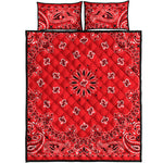 Red Black And White Bandana Print Quilt Bed Set