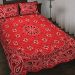 Red Black And White Bandana Print Quilt Bed Set