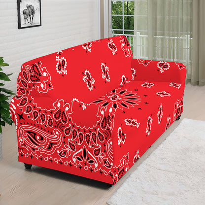 Red Black And White Bandana Print Sofa Cover