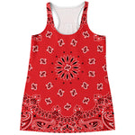Red Black And White Bandana Print Women's Racerback Tank Top