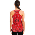 Red Black And White Bandana Print Women's Racerback Tank Top