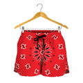 Red Black And White Bandana Print Women's Shorts