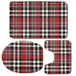 Red Black And White Border Tartan Print 3 Piece Bath Mat Set