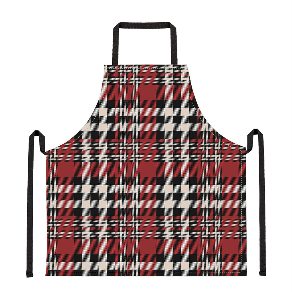 Red Black And White Border Tartan Print Apron