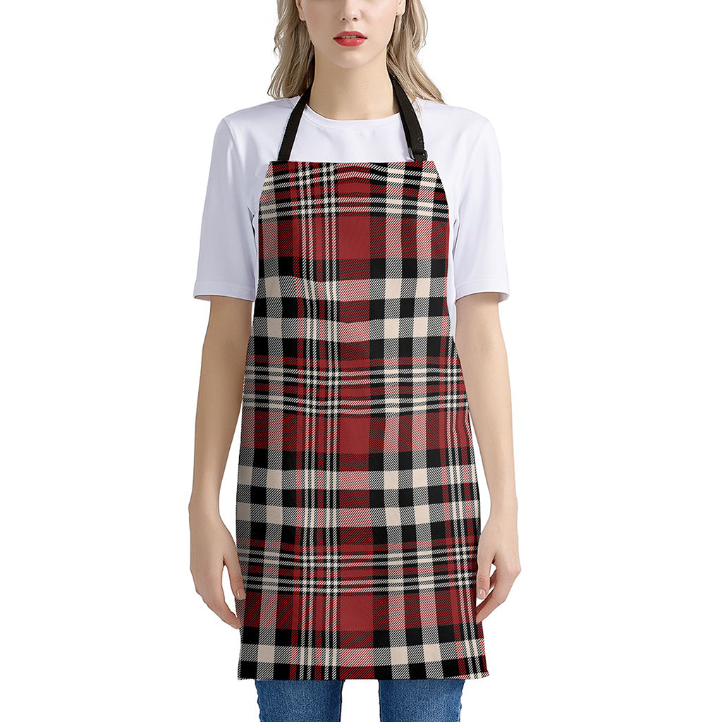 Red Black And White Border Tartan Print Apron