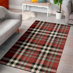 Red Black And White Border Tartan Print Area Rug