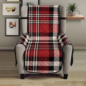 Red Black And White Border Tartan Print Armchair Protector