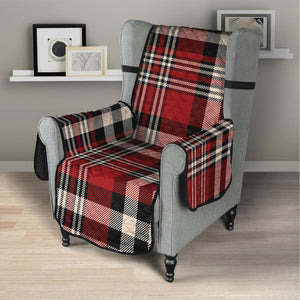 Red Black And White Border Tartan Print Armchair Protector