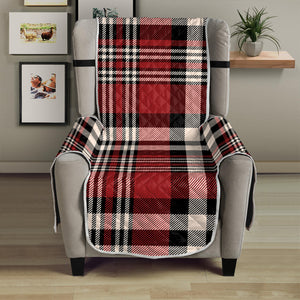 Red Black And White Border Tartan Print Armchair Protector