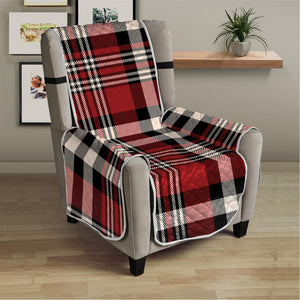 Red Black And White Border Tartan Print Armchair Protector