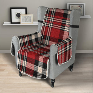 Red Black And White Border Tartan Print Armchair Protector