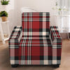 Red Black And White Border Tartan Print Armchair Slipcover