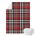 Red Black And White Border Tartan Print Blanket
