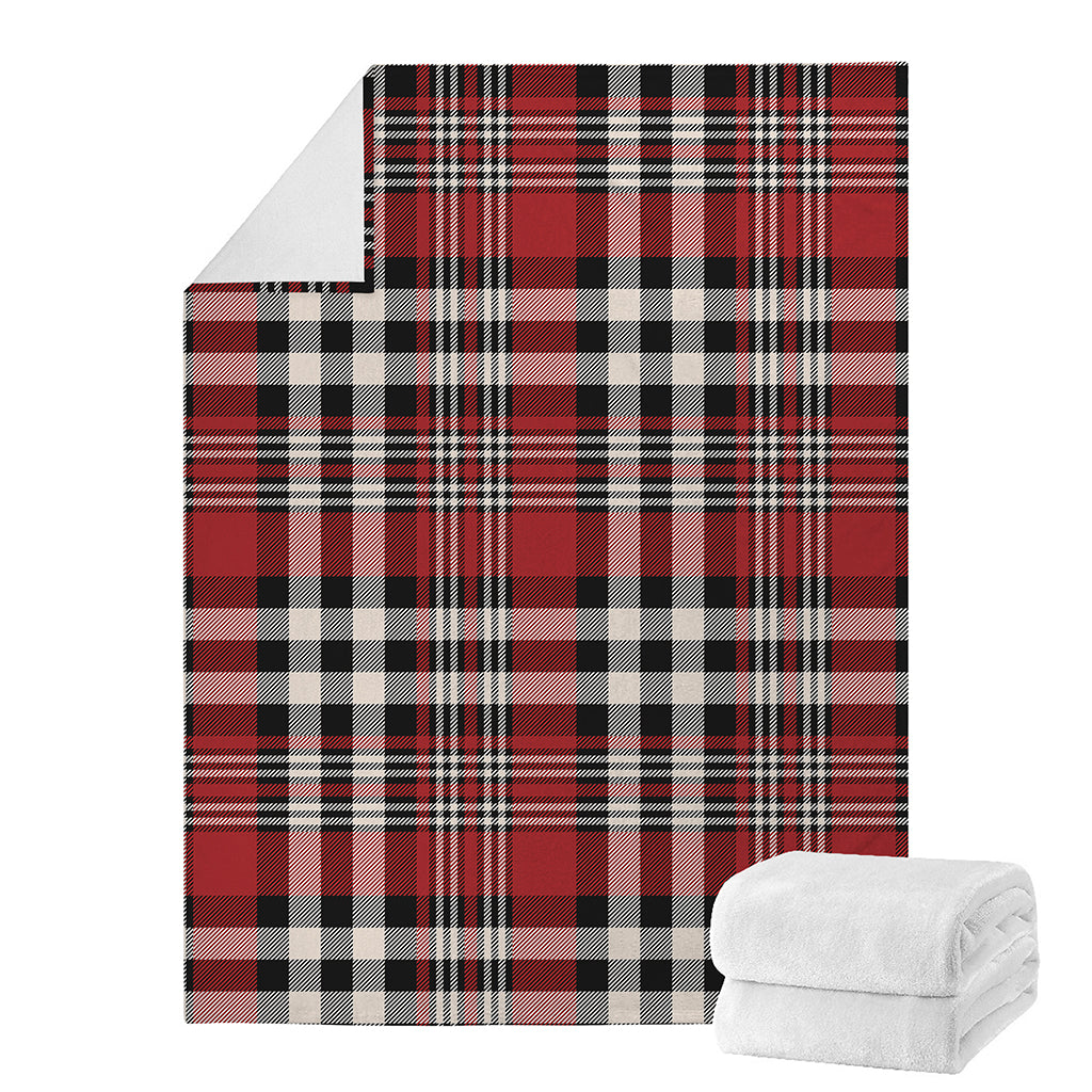 Red Black And White Border Tartan Print Blanket