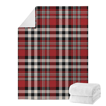 Red Black And White Border Tartan Print Blanket
