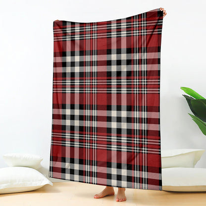 Red Black And White Border Tartan Print Blanket