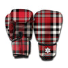 Red Black And White Border Tartan Print Boxing Gloves