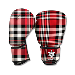 Red Black And White Border Tartan Print Boxing Gloves