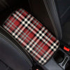 Red Black And White Border Tartan Print Car Center Console Cover