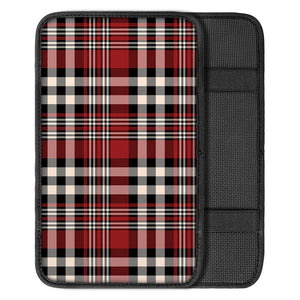 Red Black And White Border Tartan Print Car Center Console Cover