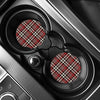 Red Black And White Border Tartan Print Car Coasters