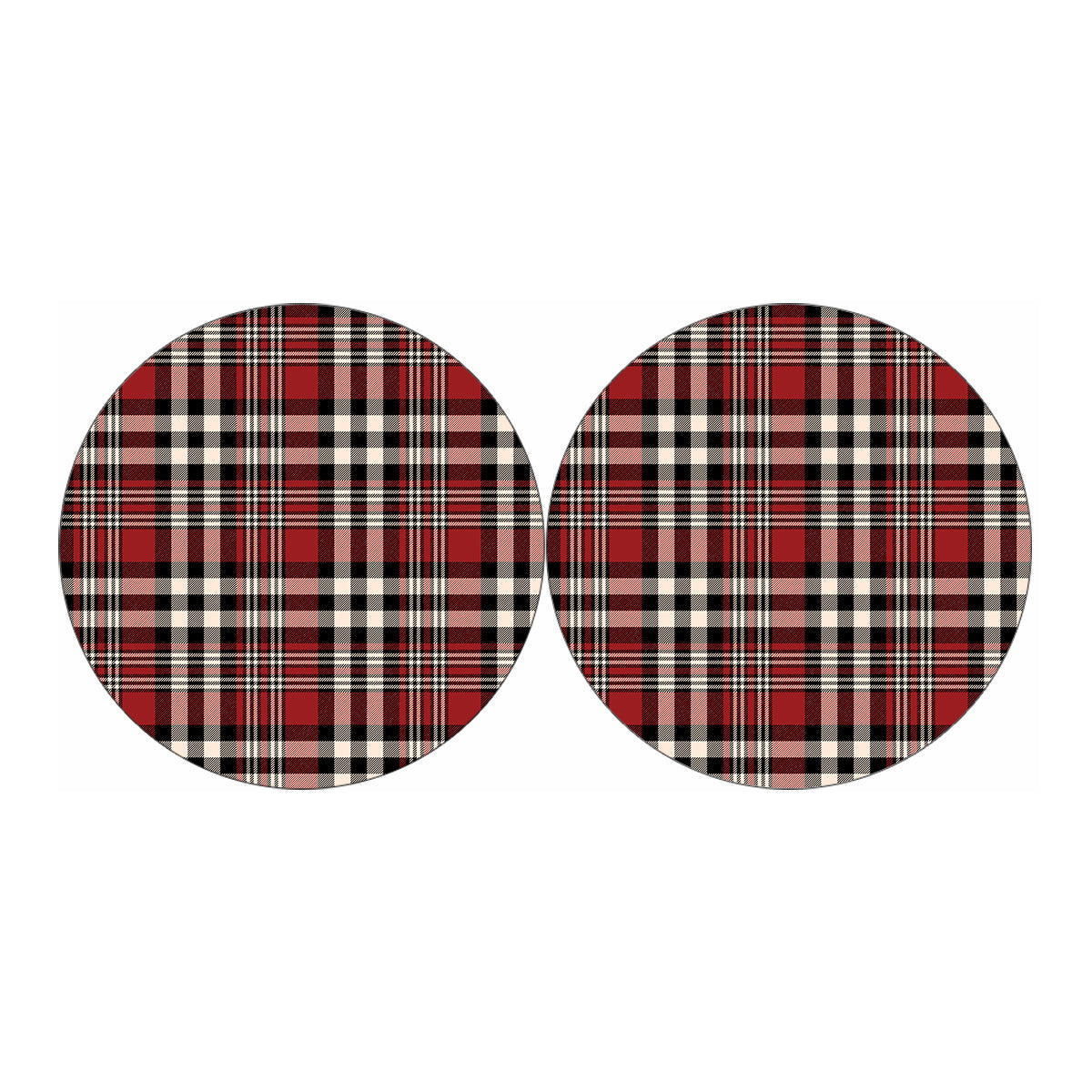 Red Black And White Border Tartan Print Car Coasters