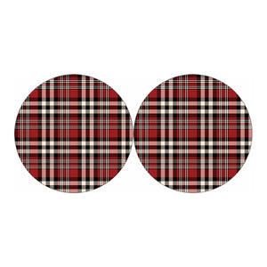 Red Black And White Border Tartan Print Car Coasters