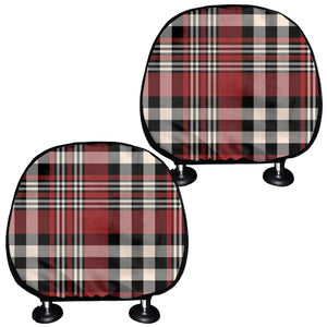 Red Black And White Border Tartan Print Car Headrest Covers