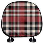 Red Black And White Border Tartan Print Car Headrest Covers