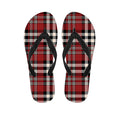 Red Black And White Border Tartan Print Flip Flops