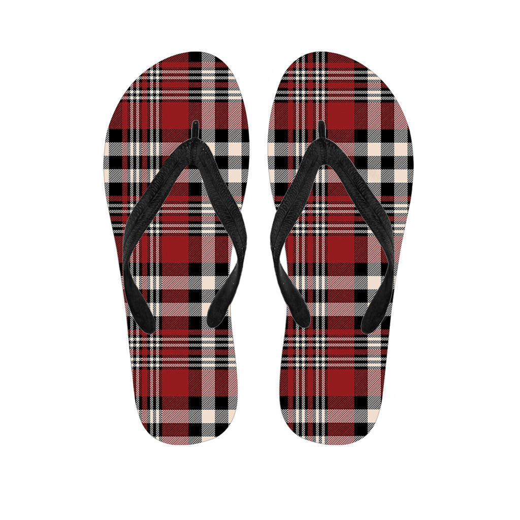 Red Black And White Border Tartan Print Flip Flops