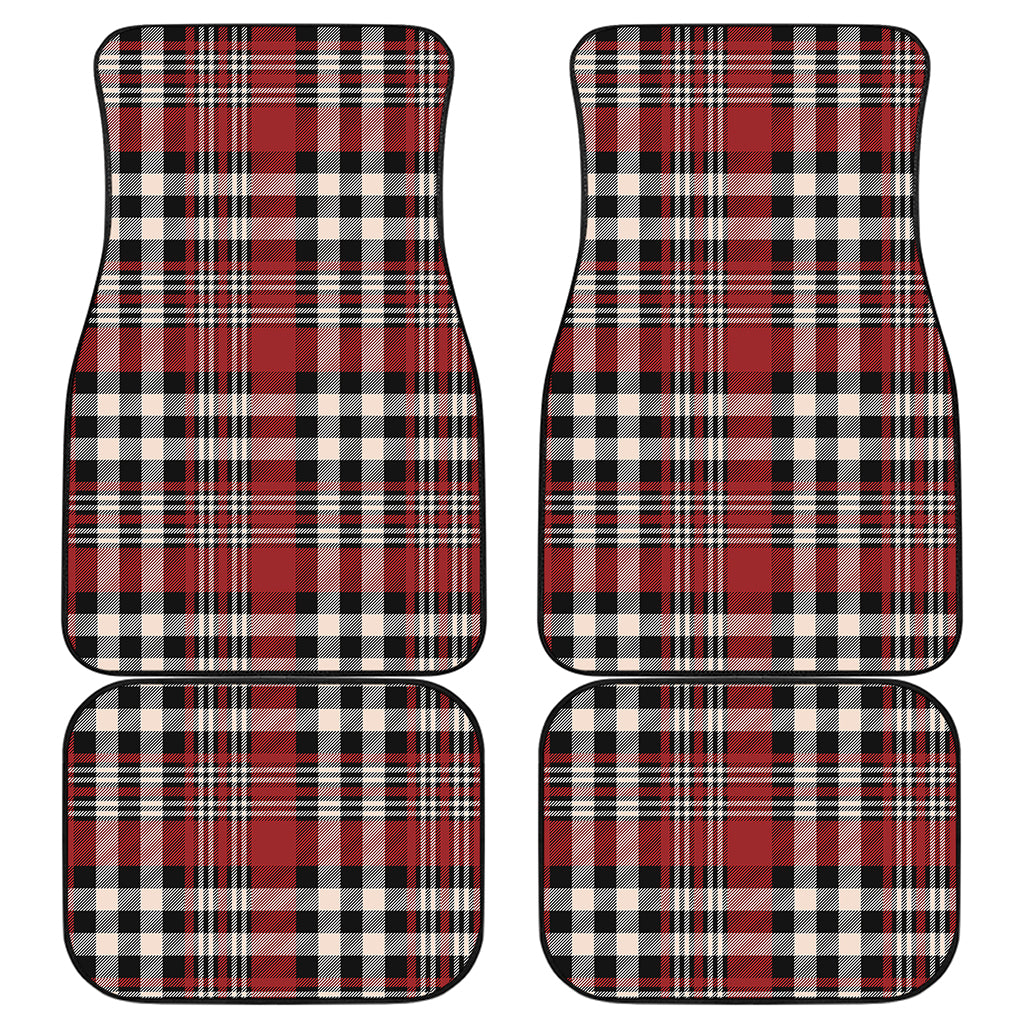 Red Black And White Border Tartan Print Front and Back Car Floor Mats