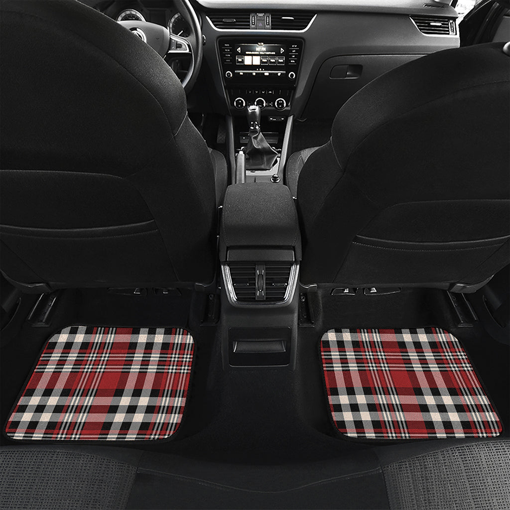 Red Black And White Border Tartan Print Front and Back Car Floor Mats