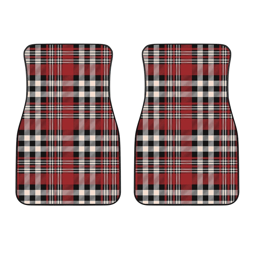 Red Black And White Border Tartan Print Front Car Floor Mats