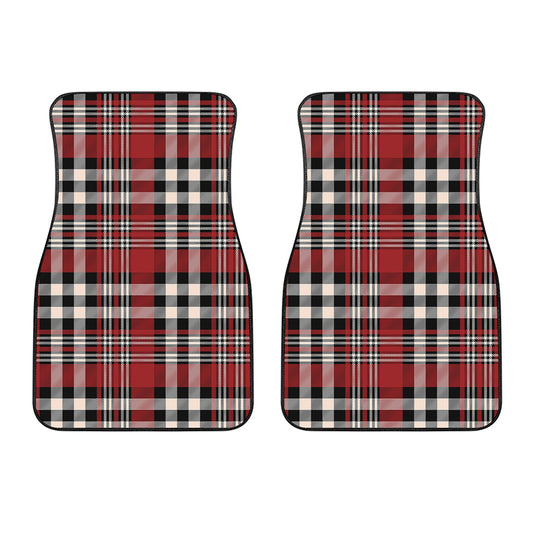 Red Black And White Border Tartan Print Front Car Floor Mats