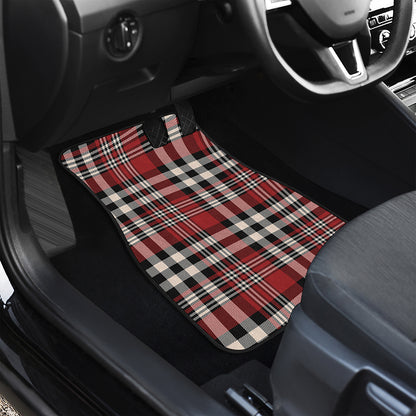 Red Black And White Border Tartan Print Front Car Floor Mats