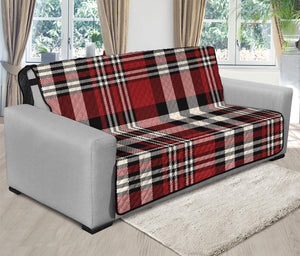 Red Black And White Border Tartan Print Futon Protector