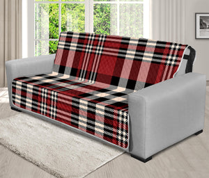 Red Black And White Border Tartan Print Futon Protector