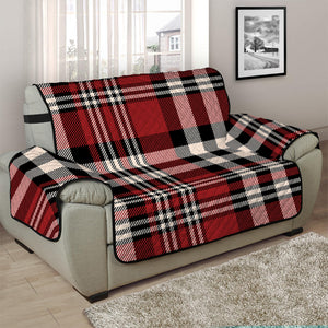 Red Black And White Border Tartan Print Half Sofa Protector