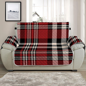 Red Black And White Border Tartan Print Half Sofa Protector