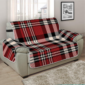 Red Black And White Border Tartan Print Half Sofa Protector