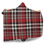 Red Black And White Border Tartan Print Hooded Blanket