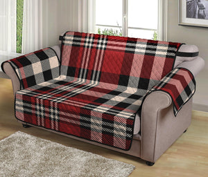 Red Black And White Border Tartan Print Loveseat Protector