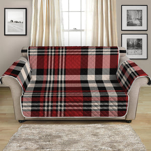 Red Black And White Border Tartan Print Loveseat Protector